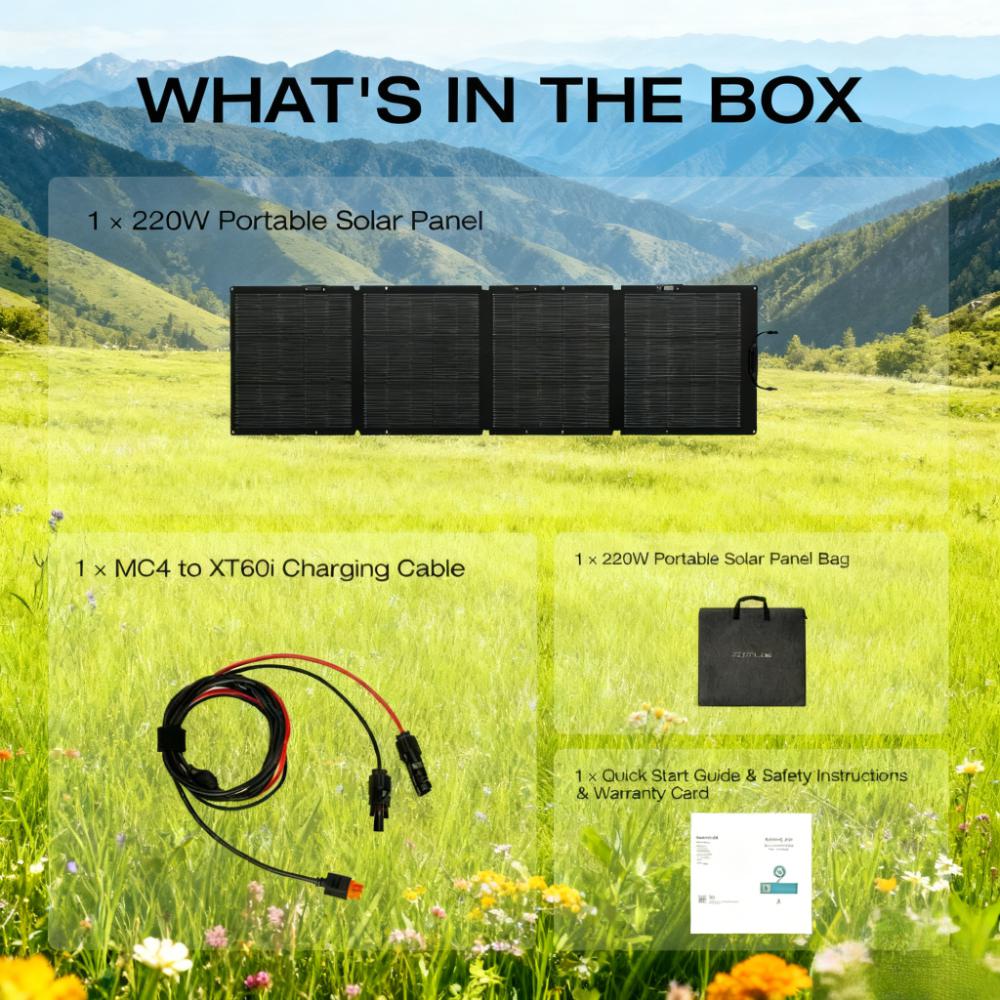 220W Portable Solar Panel with High Conversion Efficiency
