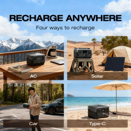 Portable Power Station with Fast Solar Recharge