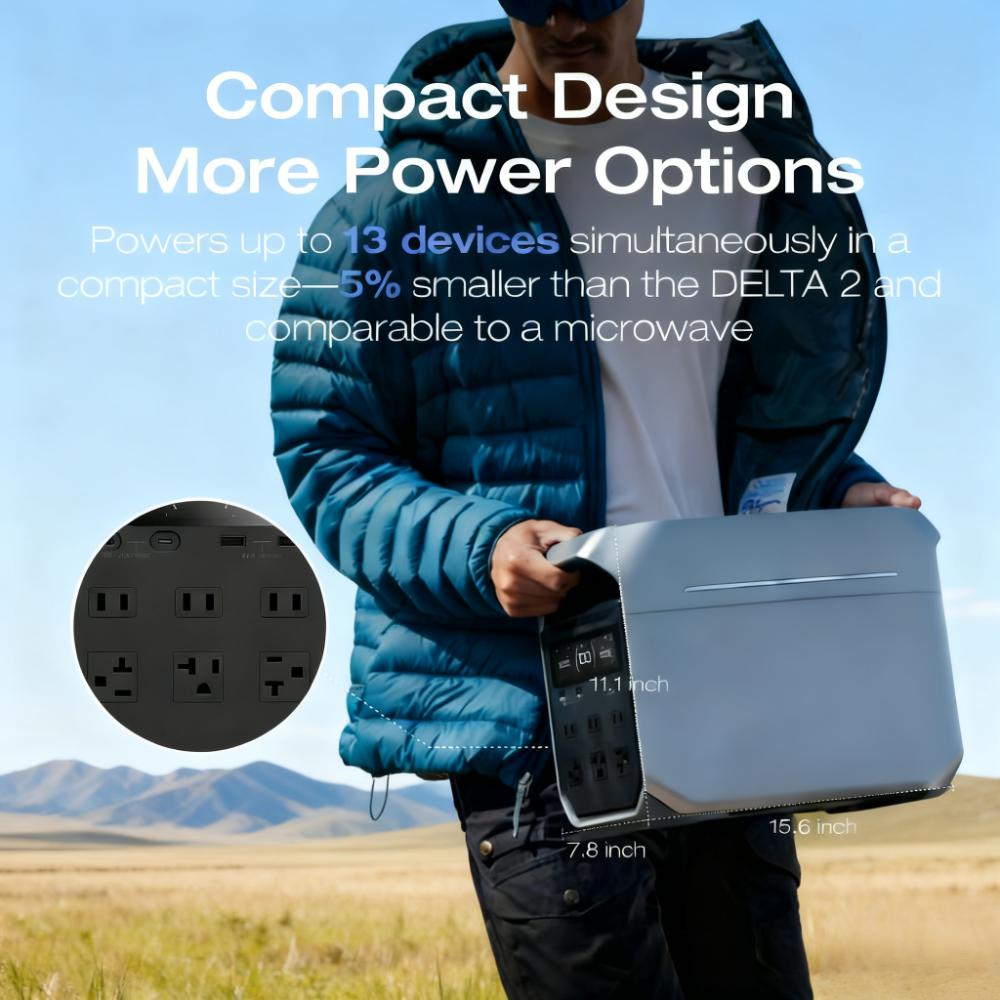 Portable Power Station DELTA 3 Plus, Solar Generator (Solar Panel Optional), 1000W Solar Input, Electric Generator with UPS, 1024Wh LFP Battery for Home Backup, Camping & RV