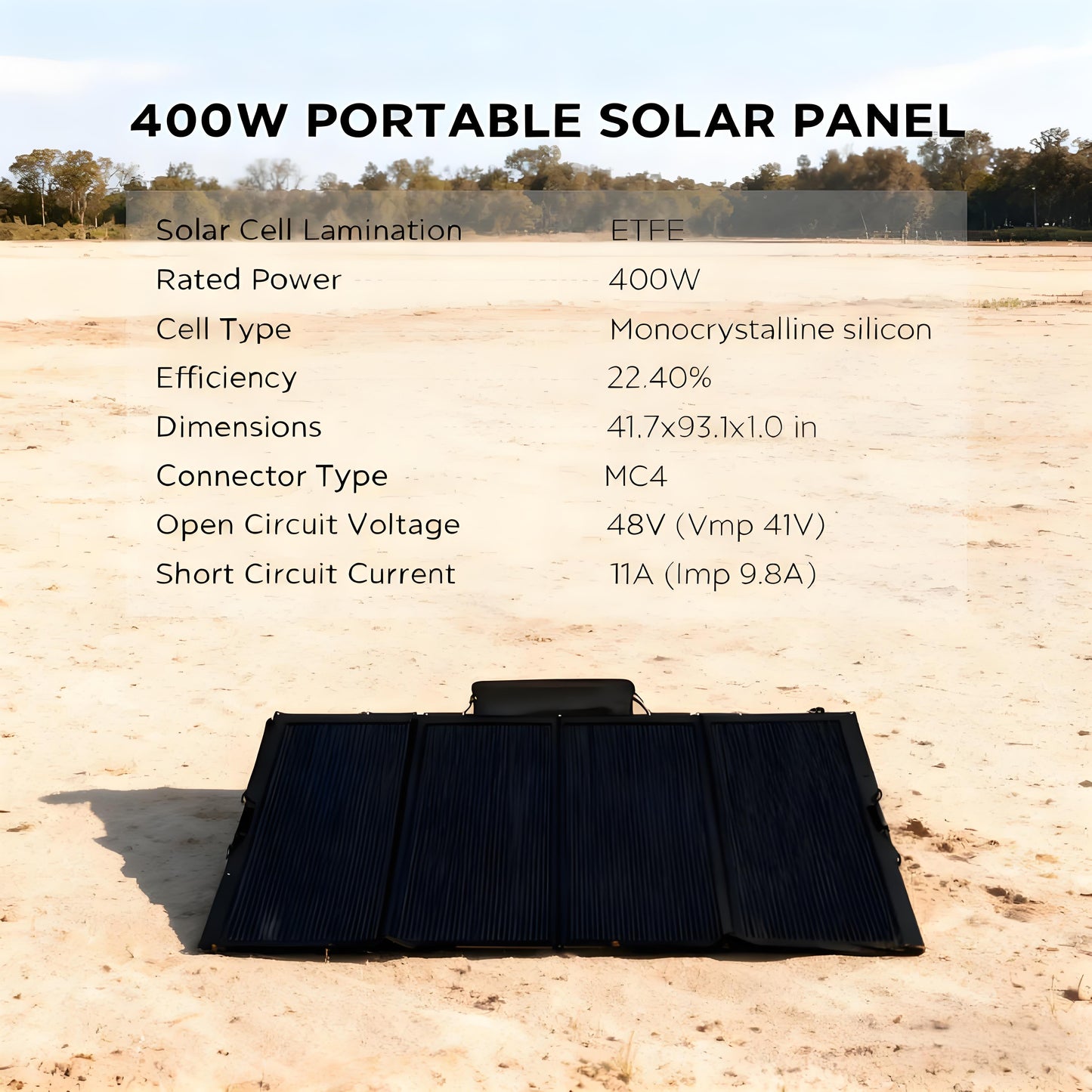 400W Portable Solar Panel with IP68 Weatherproof Design