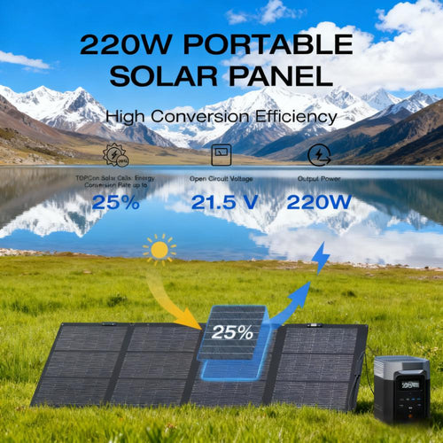 220W Portable Solar Panel with High Conversion Efficiency