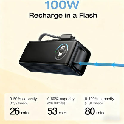 170W Portable Power Bank with Dual Built-in Cables