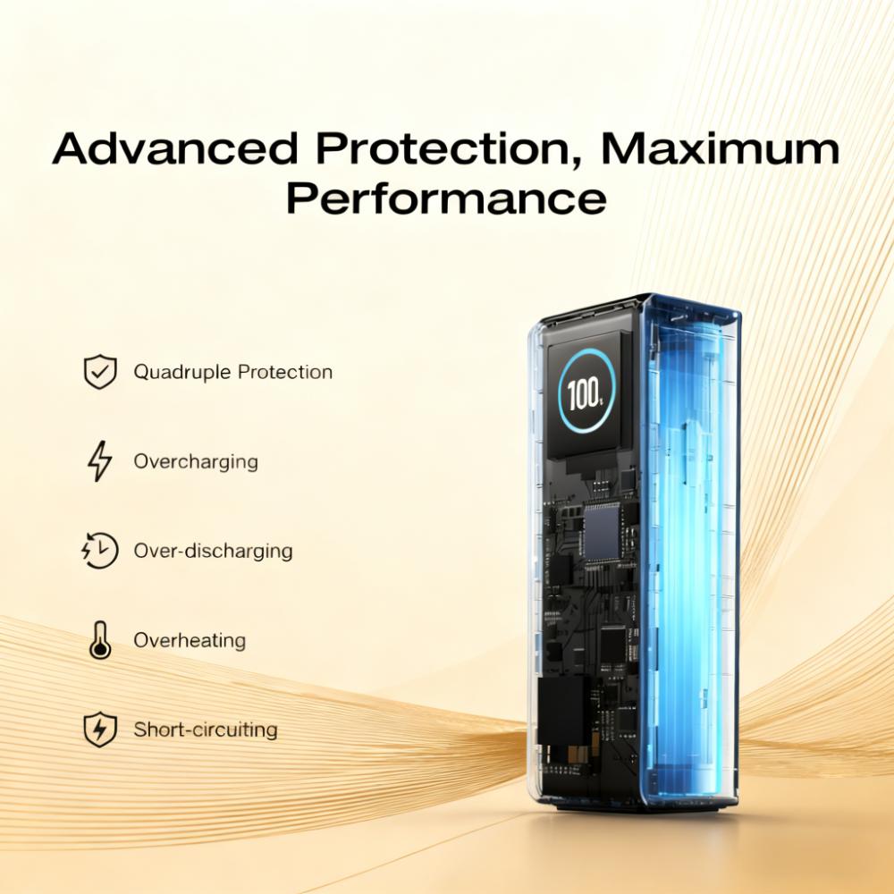 170W Portable Power Bank with Dual Built-in Cables