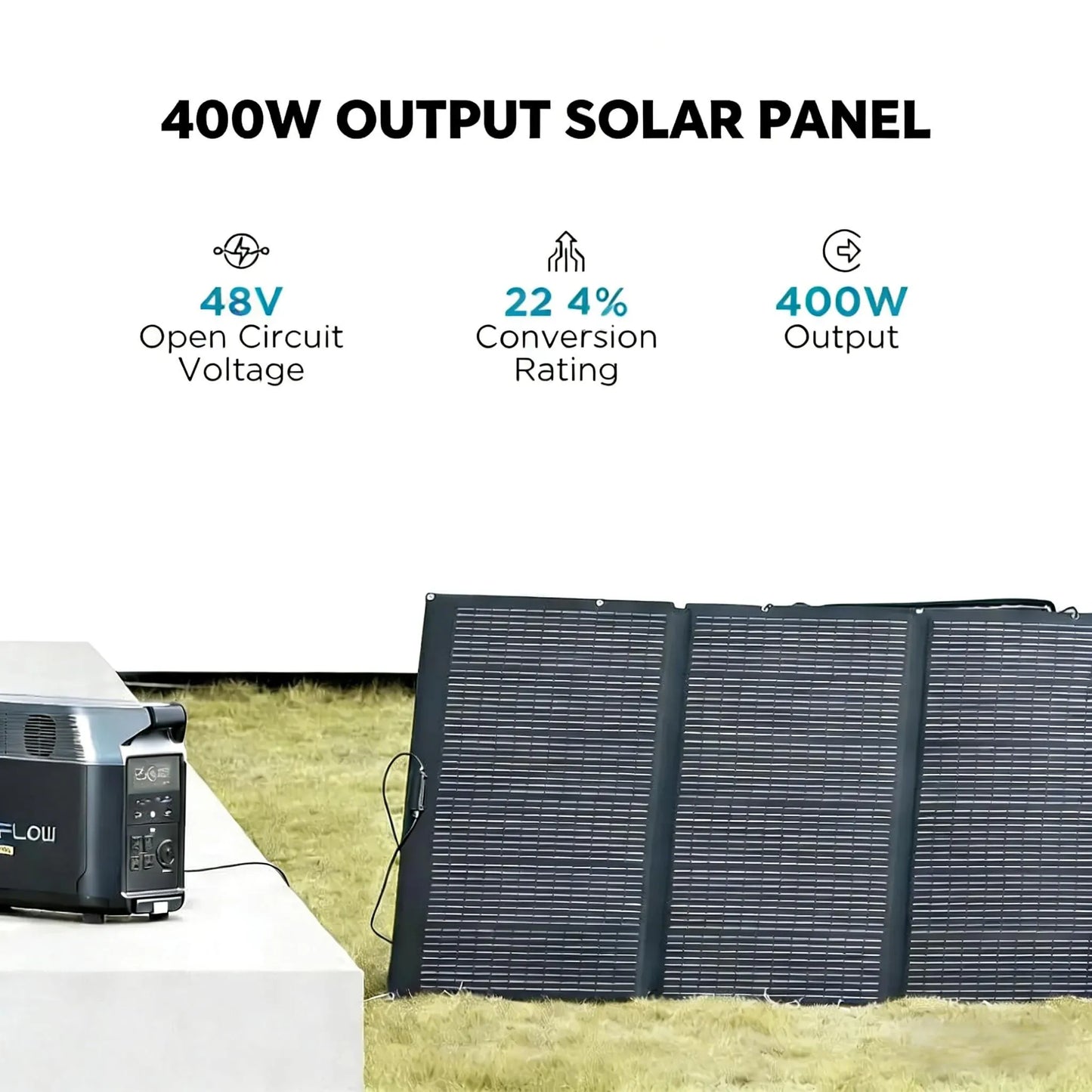 Portable 400W Solar Charger, Foldable Design with Stand, IP68 All-Weather Proof for Power Anywhere.