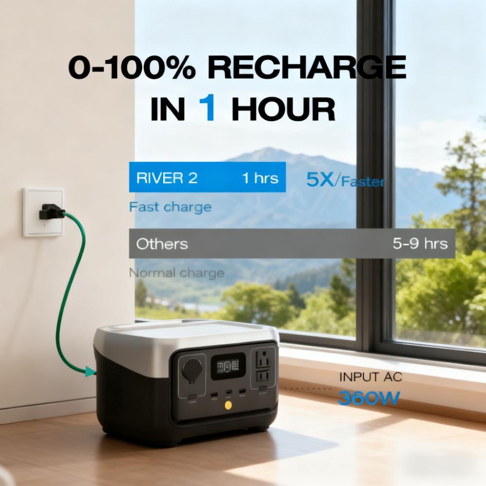 Portable Power Station with Fast Solar Recharge