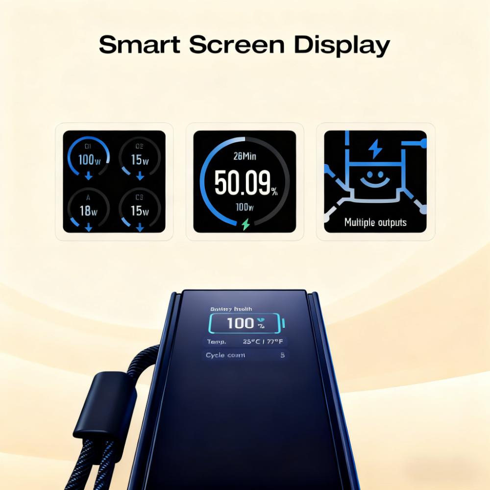 170W Portable Power Bank with Dual Built-in Cables